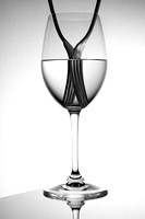 White wine glass with forks